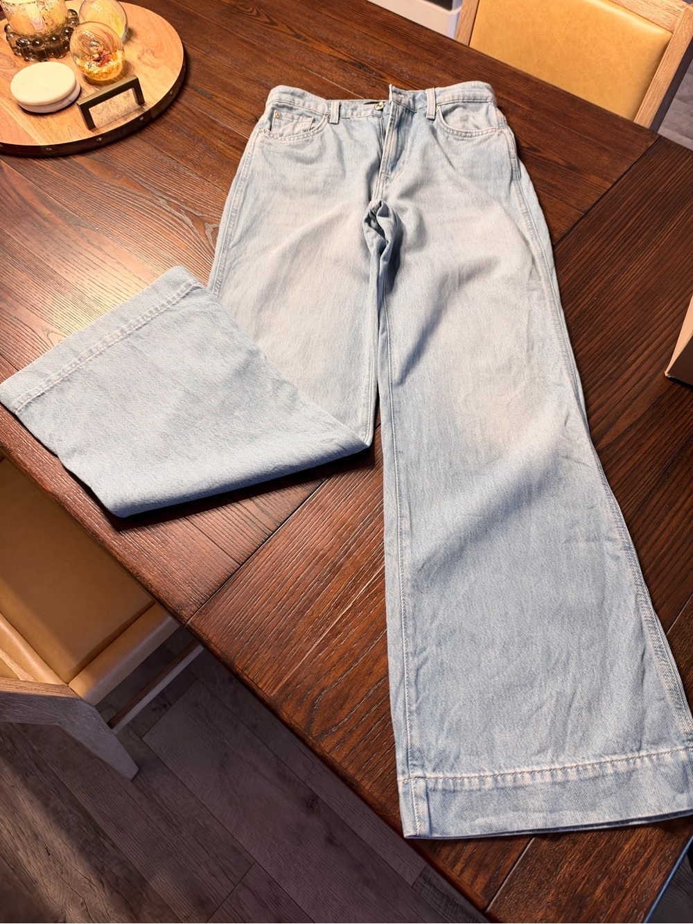 7 For All Mankind Light Wash Dojo Bootcut Jeans - Pale Blue